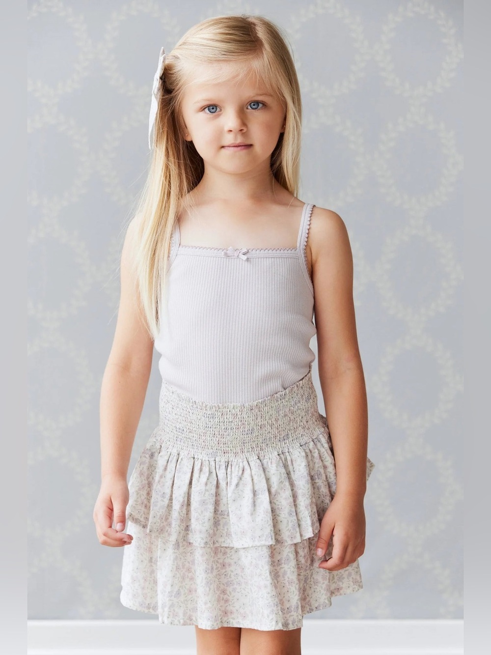 Jamie Kay Girls Floral Smocked Tiered Ruffle Skirt 4Y NWT Cottagecore